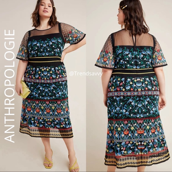 Anthropologie Dresses & Skirts - HTF ANTHROPOLOGIE Esther Embroidered Midi Dress